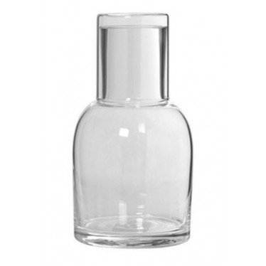Botella cristal con vaso
