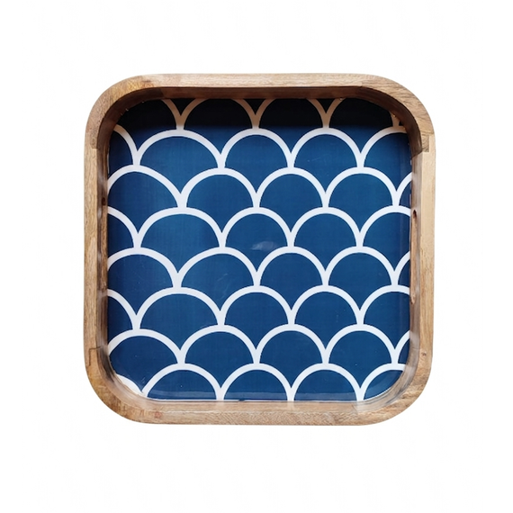 Bandeja madera mango azul gde.