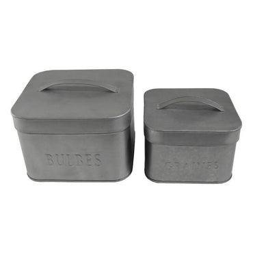 Set 2 cajas cuadradas zinc