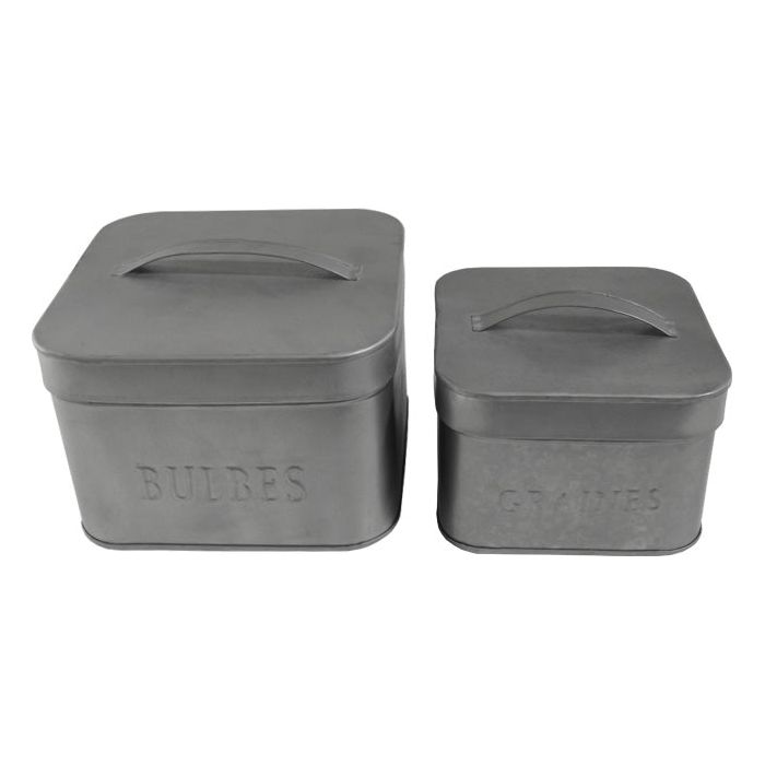 Set 2 cajas cuadradas zinc