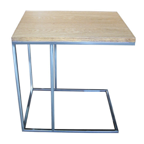 Mesa bandeja hierro pulido / roble