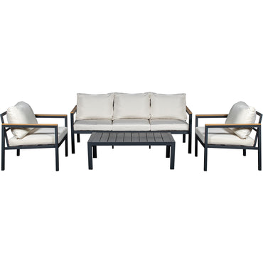 Set exterior sofás 3 plazas + sillones + mesa antracita