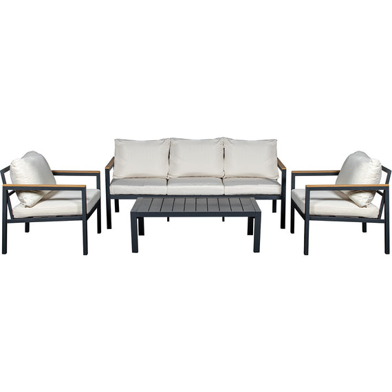 Set exterior sofás 3 plazas + sillones + mesa antracita