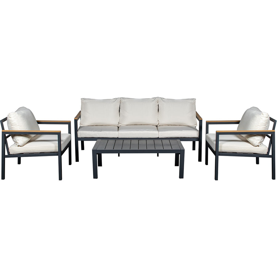 Set exterior sofás 3 plazas + sillones + mesa antracita