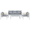 Set exterior sofás 3 plazas + sillones + mesa blanco