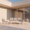 Set exterior sofás 3 plazas + sillones + mesa blanco