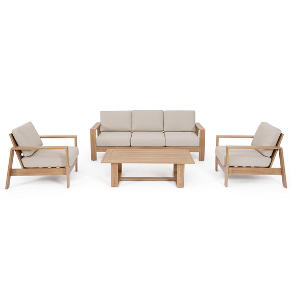 Set exterior aluminio efecto madera natural